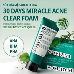 Sữa Rửa Mặt Some By Mi AHA-BHA-PHA 30 Days Miracle Acne Clear Foam Làm Sạch Sâu 100ml
