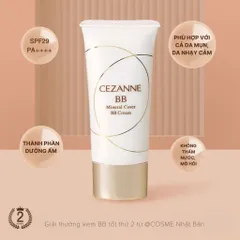 Kem nền thoáng Cezanne Mineral Cover BB Cream High Cover Cream SPF29 PA+++ Nhật Bản 30g