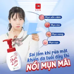 Sữa Rửa Mặt Cow Skinlife Foam 160ml - Làm Sạch Sâu & Kiểm Soát Dầu, Ngừa Mụn Cho Da Dầu Nhạy Cảm