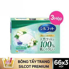 Bông trang điểm (bông tẩy trang) cao cấp Silcot Premium White Conc 66 miếng/hộp
