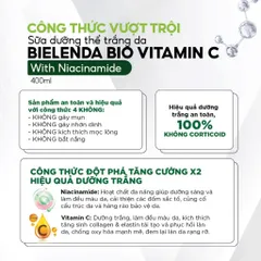 Sữa dưỡng thể trắng da Bielenda Bio Vitamin C bảo vệ da toàn diện White Conc Chai 250ml/400ml