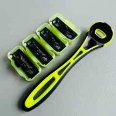 Dao cạo râu Kai Xfit 5 blade White Conc Nhật xanh lá có 4 đầu thay và nắp nhựa bảo vệ (hộp dài)