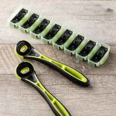 Dao cạo râu Kai Xfit 5 blade White Conc Nhật xanh lá có 4 đầu thay và nắp nhựa bảo vệ (hộp dài)