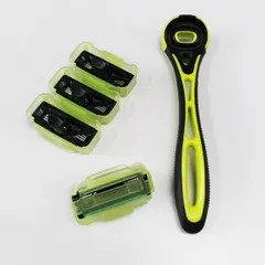 Dao cạo râu Kai Xfit 5 blade White Conc Nhật xanh lá có 4 đầu thay và nắp nhựa bảo vệ (hộp dài)