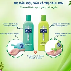 Set Gội Xả Lion Ngăn Gàu Okuto White Conc Nhật Bản Chai 320ml