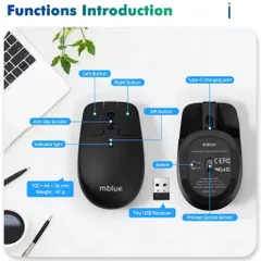[Kho Long Biên] Chuột không dây công thái học MEIZU mblue M203, sạc Type-C, thiết kế dạng treo (P130370)