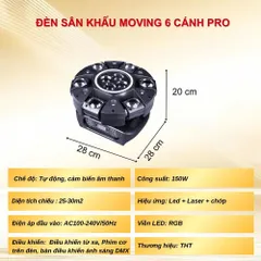 Đèn sân khấu moving 6 cánh PRO THT SHOP đèn LED nâng cấp bản tròn cảm biến âm thanh phù hợp quán ktv (P129773)