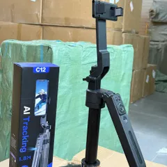 Gậy Selfie Tripod Gimbal AI C12 – Hợp Kim Nhôm Không Gỉ, Kéo Dài 68cm–180cm (P128451)