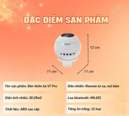 Đèn Thiên Hà V7 Pro THT DECOR Đèn Chiếu Vũ Trụ Kết Nối Bluetooth Nhạc Trắng Đèn V7 (P127619)