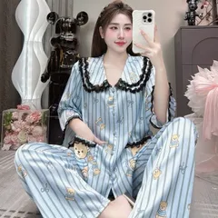 (40-60kg) Pijama tay lỡ cổ ren tiểu thư