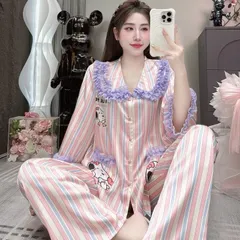 (40-60kg) Pijama tay lỡ cổ ren tiểu thư