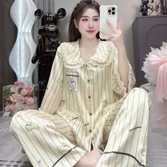 (40-60kg) Pijama tay lỡ cổ ren tiểu thư