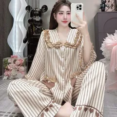 (40-60kg) Pijama tay lỡ cổ ren tiểu thư