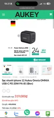 Củ sạc nhanh 20W Aukey Omnia PA-B1  + Quà 59K (P127083)