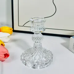 Chân Nến Thủy Tinh Phong Cách Châu Âu Màu Hổ Phách Đế Nến Trang Trí Tiệc Cưới Giá Đỡ Nến Trang Trí Phòng Chụp Ảnh