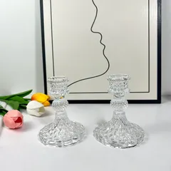 Chân Nến Thủy Tinh Phong Cách Châu Âu Màu Hổ Phách Đế Nến Trang Trí Tiệc Cưới Giá Đỡ Nến Trang Trí Phòng Chụp Ảnh