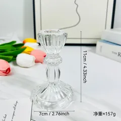 Chân Nến Thủy Tinh Phong Cách Châu Âu Màu Hổ Phách Đế Nến Trang Trí Tiệc Cưới Giá Đỡ Nến Trang Trí Phòng Chụp Ảnh