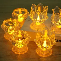 Bộ 2 Nến Điện Tử Hoa Sen LED Pin Cúc Áo AG10/LR1130, Nến Không Khói Ánh Sáng Vàng Ấm, Trang Trí Bàn Thờ Gia Tiên