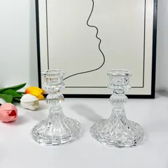 Chân Nến Thủy Tinh Phong Cách Châu Âu Trong Suốt Đế Nến Trang Trí Tiệc Cưới Giá Đỡ Nến Trang Trí Phòng Chụp Ảnh