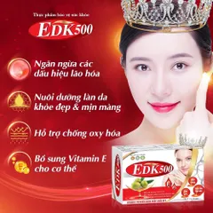 Vitamin E Đỏ EDK500 – Hỗ Trợ Làm Đẹp Da, Chống Oxy Hóa, Dưỡng Sáng, Làm Chậm Lão Hóa Da, Hộp 30 Viên