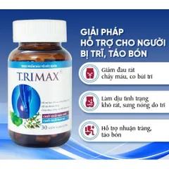 iên Uống Trimax Cho Người Bị Trĩ – Hỗ Trợ Vùng Hậu Môn, Giúp Tăng Cường Thành Mạch, Hộp 30 Viên
