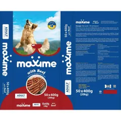 Thức ăn vị bò nướng dành cho tất cả các giống chó Maxime Adul gói 400g & 1,5kg