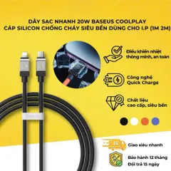 Cáp Sạc Nhanh C-L Baseus CoolPlay Series PD 20W Fast Charging Cable chống rối, chống cháy, siêu bền (P124555)