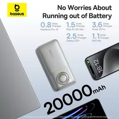 Pin dự phòng Baseus 65W 20000mAh / 10000mAh kèm Cáp TYPE-C / Lightning, tích hợp cáp rút (P124192)