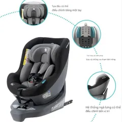 (Kèm 2 Quà) Ghế an toàn ô tô trẻ em APRAMO METRO HUB ( UK ) – Xoay 360°, khoá ISOFIX - Đen Xám (P124142)