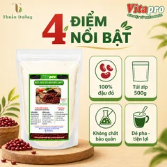 Bột Đậu Đỏ Nguyên Chất Vitapro 500G - Không Đường - Dạng Túi Zip
