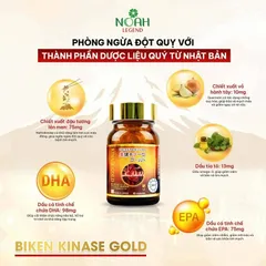 BIKEN KINASE GOLD  - Viên uống Hỗ trợ giảm mỡ máu, giảm nguy cơ xơ vữa mạch máu, Hộp 60 viên