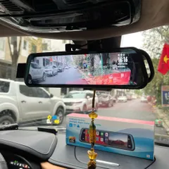 Camera Hành Trình Gương D10Plus HCCAM Có CarPlay/Android Auto, Ghi Hình 2 Kênh 4K Sắc Nét, Góc Siêu (P123687)