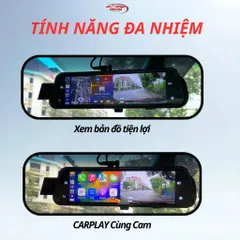 Camera Hành Trình Gương D10Plus HCCAM Có CarPlay/Android Auto, Ghi Hình 2 Kênh 4K Sắc Nét, Góc Siêu (P123687)