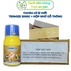 Combo xử lý mối Termize 50ml kết hợp hộp nhử bằng gỗ thông thơm mềm, giúp xử lí hiệu quả cả đàn mối