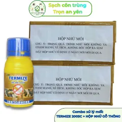 Combo xử lý mối Termize 50ml kết hợp hộp nhử bằng gỗ thông thơm mềm, giúp xử lí hiệu quả cả đàn mối