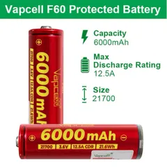Pin 21700 Vapcell cao cấp dung lượng siêu cao 6000mah , chính hãng , cho thời gian sử dụng lâu hơn