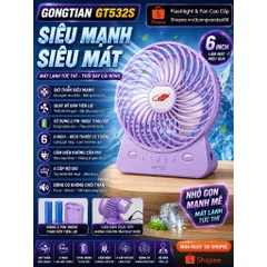 Quạt để bàn Gongtian GT532s nhỏ gọn siêu siêu mát , sử dụng 2 pin 18650 đi kèm cho thời gian sử dụng cực lâu  siêu bền .