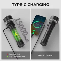 Đèn pin siêu sáng wurkkos TS27 3200LM, ném 845M, 32140, pin 15000mAh, đèn LED bên/ RGB,  sạc ngược