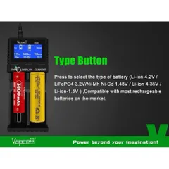 Sạc đôi Vapcell SU2 cao cấp , sạc nhanh 5A , dùng cho pin 21700, 26650 , 18650 , có thể sạc ngược cho điện thoại.