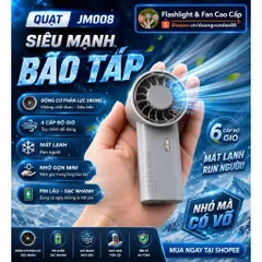 Quạt JM008 mini siêu mạnh khủng khiếp , 6 cấp độ gió , động cơ không chổi than  pin 1800mah , nhỏ gọn bỏ túi siêu bền