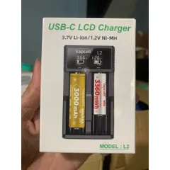 Sạc đôi Vapcell L2 cao cấp , sạc 2A , giành cho các loại pin 21700, 26650 , 18650 , 18350….. và pin 1,2v