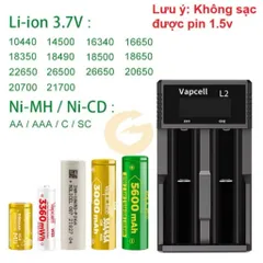 Sạc đôi Vapcell L2 và Q2S cao cấp , sạc 2A , dùng cho các loại pin 21700 , 26650 , 18650 , 18350 và pin 1,2v