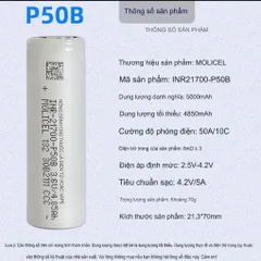 Pin 21700 Molicell P50B , xả cao 60A ,dung lượng 5000mah,giành cho đèn pin công suất cao và các thiết bị điện cần xả cao