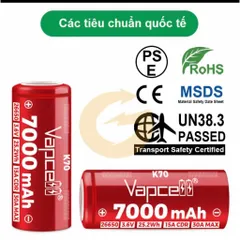 Pin 26650 Vapcell K54 , dung lượng 5400mah siêu cao  giành cho đèn pin , thiết bị điện tử sử dụng pin 26650