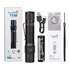 Đèn pin sạc Trustfire T10R Quân Đội Đèn Pin 1800Lumen Mạnh Mẽ Loại C USB 18650 LED Có Thể Sạc Lại chiến thuật quân sự