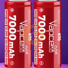Pin 26650 Vapcell K70 , dung lượng 7000mah siêu khủng , dùng cho đèn pin , và các thiết bị sử dụng pin 26650