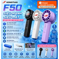 Quạt cầm tay Gongtian f50 mini siêu siêu mạnh , dùng pin 21700 tháo rời , dung lượng 5000mah . động cơ ko chổi than bền