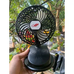 Quạt kẹp để bàn Gongtian F15 , siêu mạnh , có đảo gió , sử dụng 2 pin 18650 tháo rời đi kèm , động cơ ko chổi than êm ái