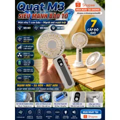Quạt M3 siêu mạnh bá đạo , động cơ phản lực không chổi than , sử dụng pin 21700 tháo rời được , 7 cấp độ gió siêu mát.