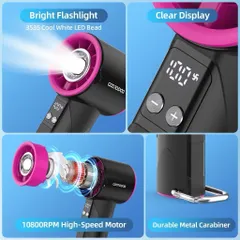 Quạt cầm tay GOOJOODOQ Gfs002 , động cơ không chổi than siêu mát kèm đèn pin , 100 cấp độ gió , pin 4000mah siêu khoẻ .